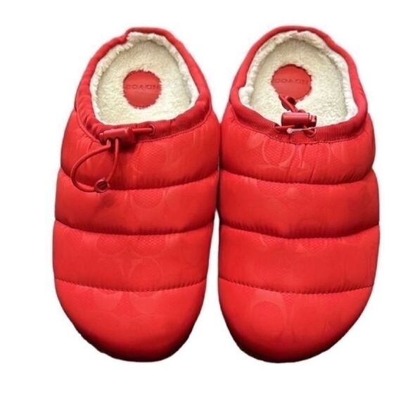 Coach Red Quilted Nylon Slip-on Slippers(Size 9B) - Picture 6 of 10